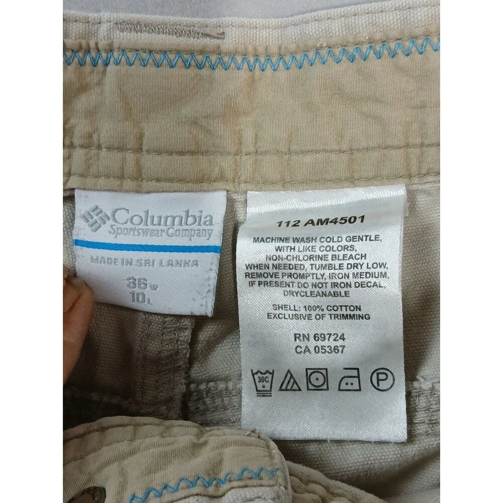 Columbia Mens Cargo Hiking Shorts Size 36 Khaki Omni Shield Stain Repellent 10in